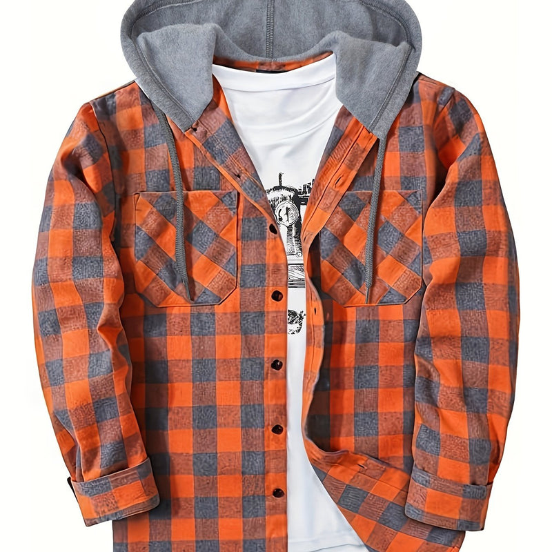 Men's Casual Plaid Hoodie Shirt