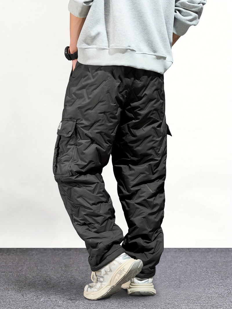 Men's Heavy-Duty Winter Cargo Pants - Thermal Insulated Work Trousers