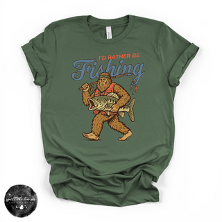 I'd Rather Be Fishing Bigfoot Tee | Funny Sasquatch Graphic T-Shirt