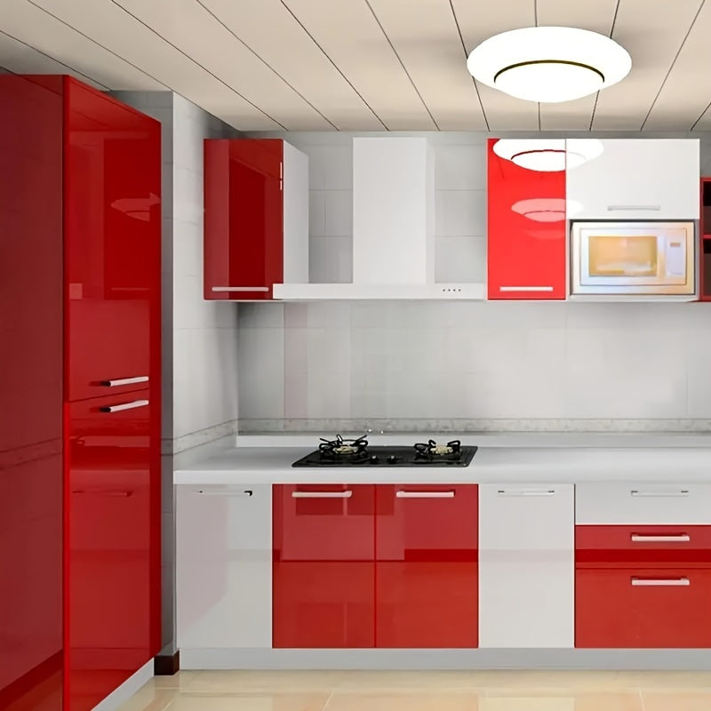 1 Roll of Thickened Red High-Gloss Self-Adhesive Wallpaper 196.85inx15.75in & 393.70inx15.75in
