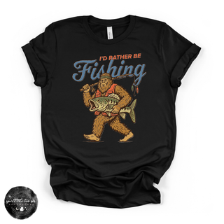 I'd Rather Be Fishing Bigfoot Tee | Funny Sasquatch Graphic T-Shirt
