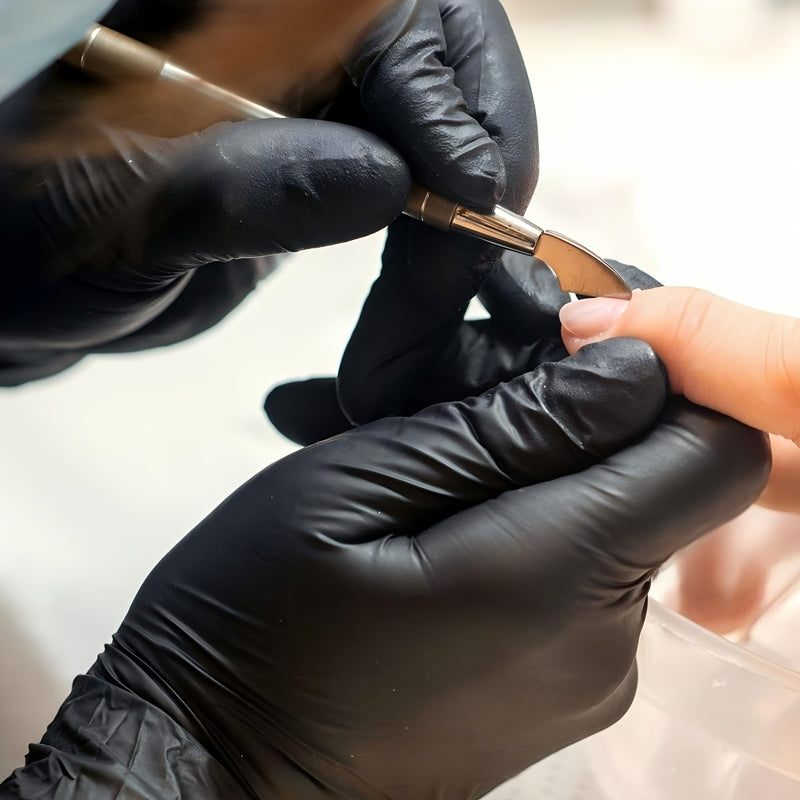 50pcs Black Pure Nitrile Disposable Gloves