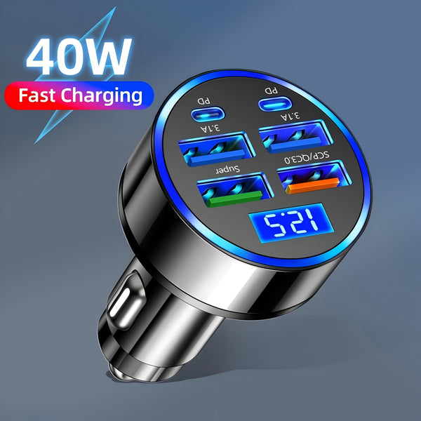 1pc 6-port Ultra High-Speed Car Charger