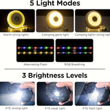 Camping USB Lights String, 4in1 Upgraded Outdoor String Lights