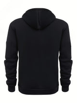 Men's Casual Black Hoodie with Multiple Zipper Pockets