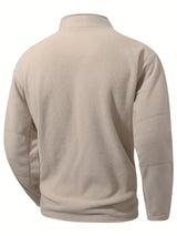 Men's Half-Zip Standing Collar Sweatshirt - Thermal Pullover