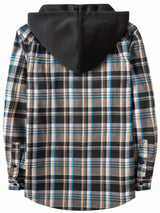 Men's Elegant Plaid Shirt - Button-Front Closure