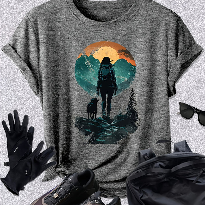 Women's Sunset Hiker Graphic Outdoor T-Shirt
