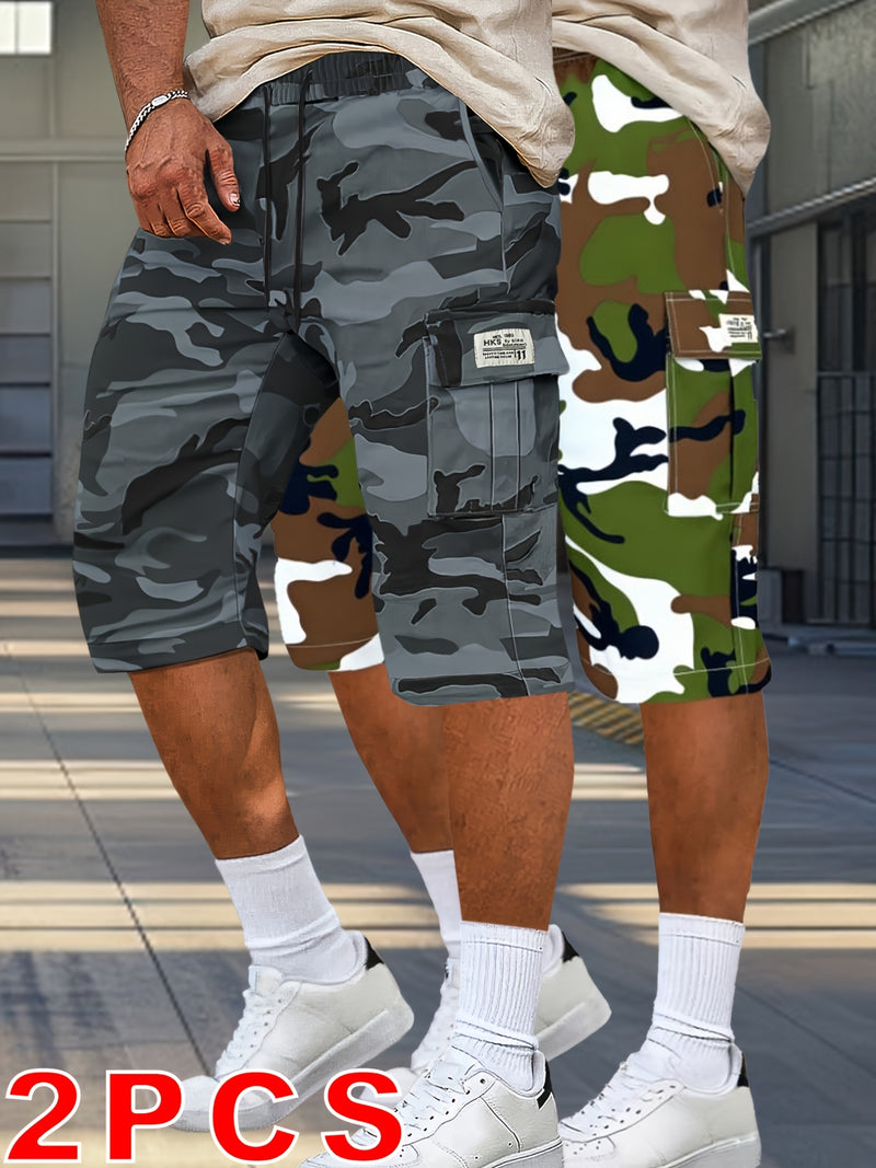 2pcs Men's Outdoor Camouflage Cargo Shorts