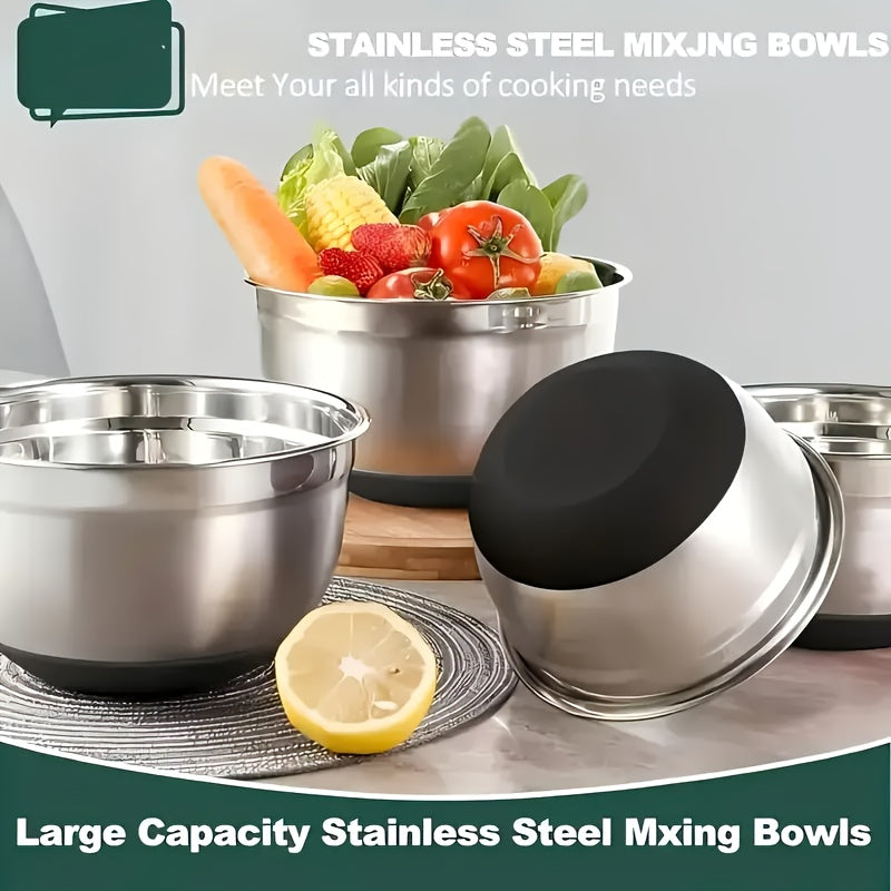26PCS Heavy-Duty Stainless Steel Mixing Bowls with Airtight Lids