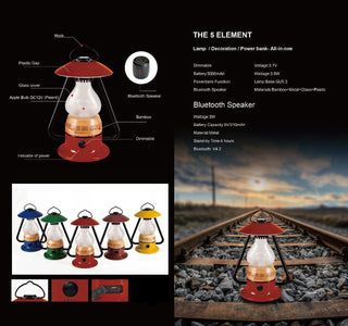 LED All-in-One Lamp, Rechargeable, Bluetooth Music Speaker