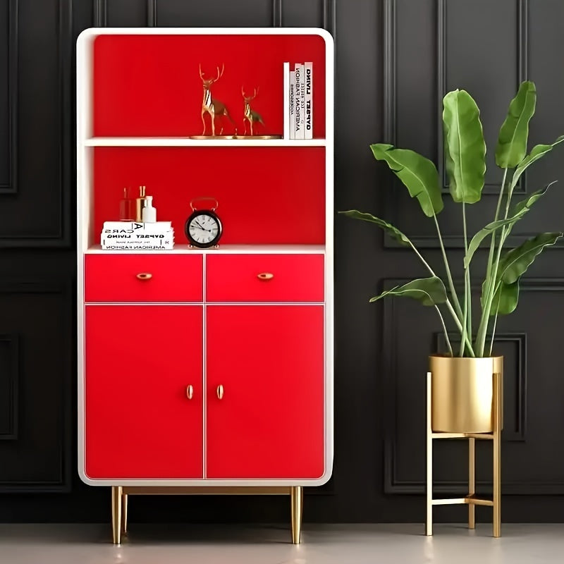 1 Roll of Thickened Red High-Gloss Self-Adhesive Wallpaper 196.85inx15.75in & 393.70inx15.75in