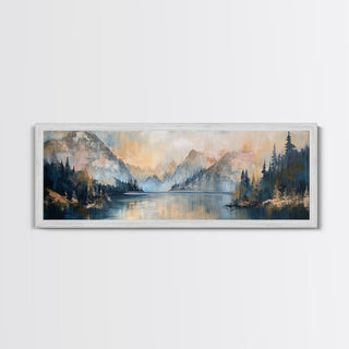 Mountain Lake Reflection Framed Canvas Print