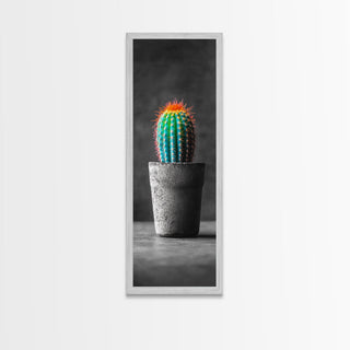 Modern Boho Decor Neon Cactus, Canvas Print