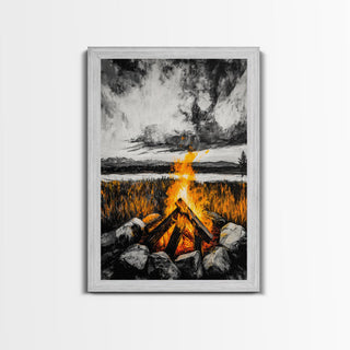 Campfire Rustic Wall Decor, Framed Canvas Print