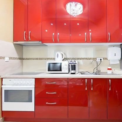 1 Roll of Thickened Red High-Gloss Self-Adhesive Wallpaper 196.85inx15.75in & 393.70inx15.75in