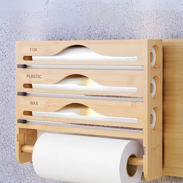 High-Quality 3-Section Bamboo Wrap Dispenser