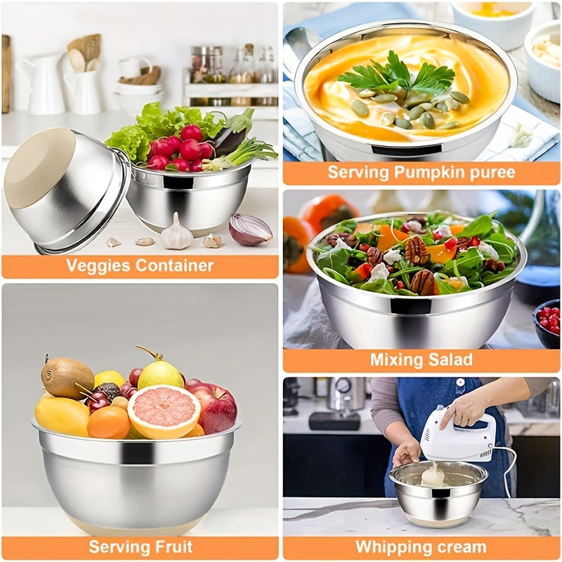 26PCS Heavy-Duty Stainless Steel Mixing Bowls with Airtight Lids
