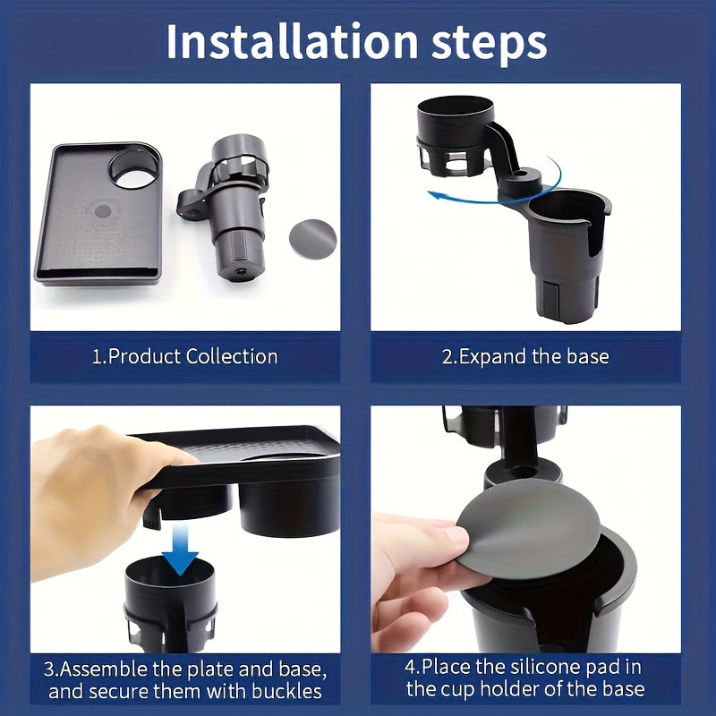 Adjustable Center Console Storage Shelf with Cup Holders