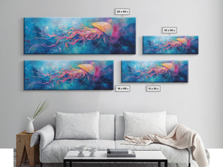 Vibrant Jellyfish Underwater Fantasy Canvas Print
