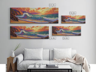 Sunset Surf on Rocky Coast Wall Art