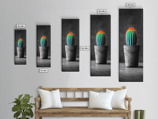 Modern Boho Decor Neon Cactus, Canvas Print