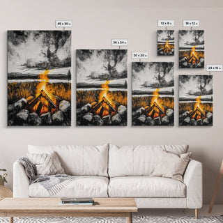 Campfire Rustic Wall Decor, Framed Canvas Print