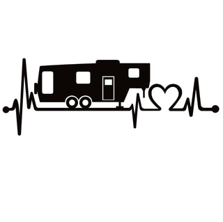 5th Wheel Camper Decal – RV Heartbeat Love Vinyl Sticker 7282