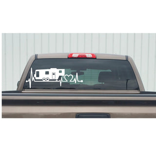 5th Wheel Camper Decal – RV Heartbeat Love Vinyl Sticker 7282