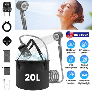 Portable camping shower head with four adjustable spray modes