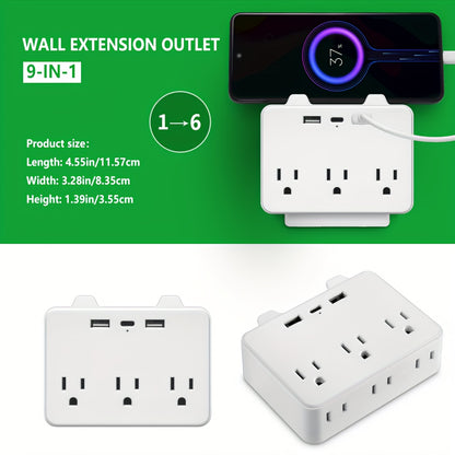 Power Strip with 3 USB Ports (1 USB-C), 6 Outlets