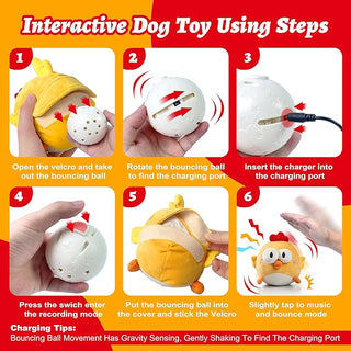 Interactive Dog Toys, Squeaky Moving Ball Toy with Jumping & Music Modes, Rechargeable