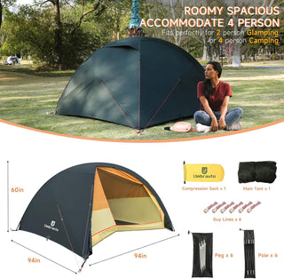 Umbrauto 4 Person Ultralight Camping Tent Waterproof 3-Season Dome Tent for Hiking, Backpacking & Outdoor Adventure