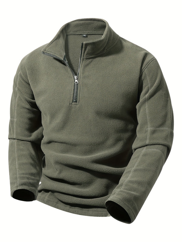 Men's Half-Zip Standing Collar Sweatshirt - Thermal Pullover