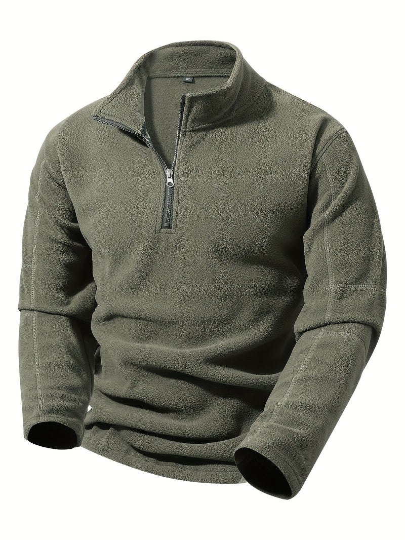 Men's Half-Zip Standing Collar Sweatshirt - Thermal Pullover