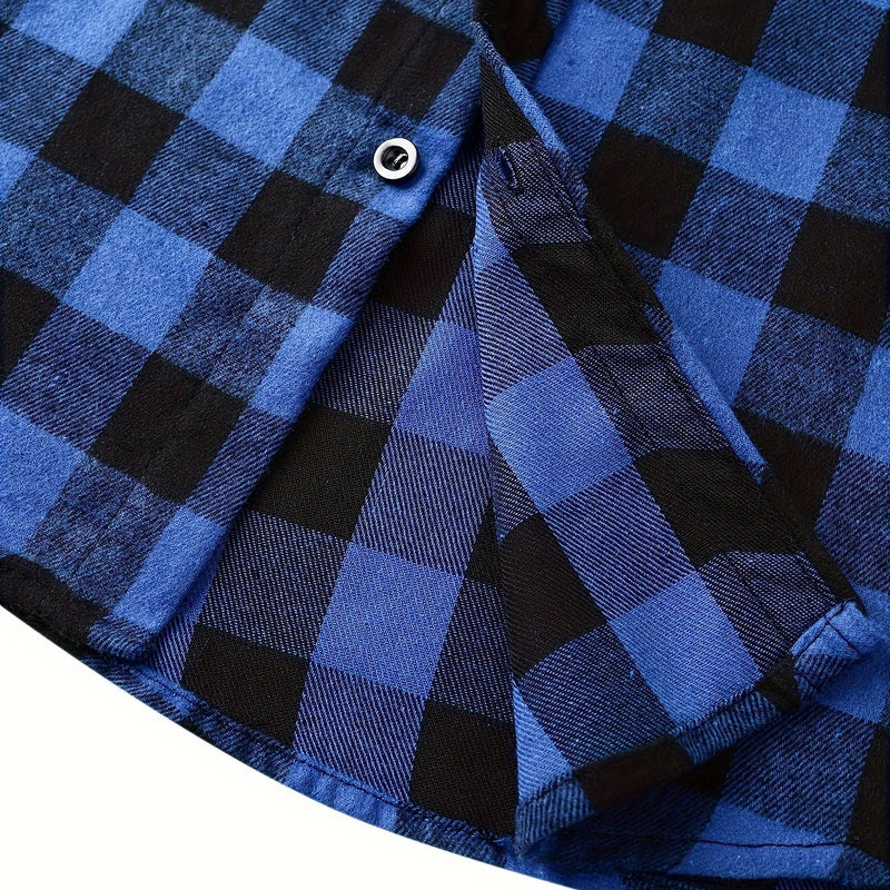 Men's Casual Plaid Hoodie Shirt