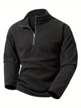 Men's Half-Zip Standing Collar Sweatshirt - Thermal Pullover