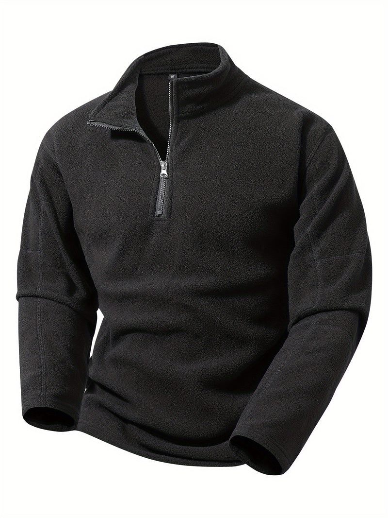 Men's Half-Zip Standing Collar Sweatshirt - Thermal Pullover