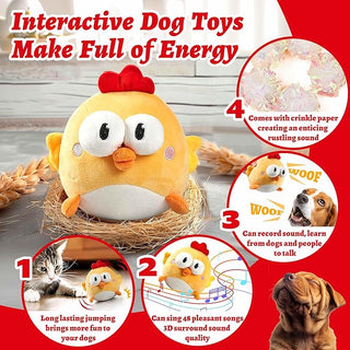 Interactive Dog Toys, Squeaky Moving Ball Toy with Jumping & Music Modes, Rechargeable