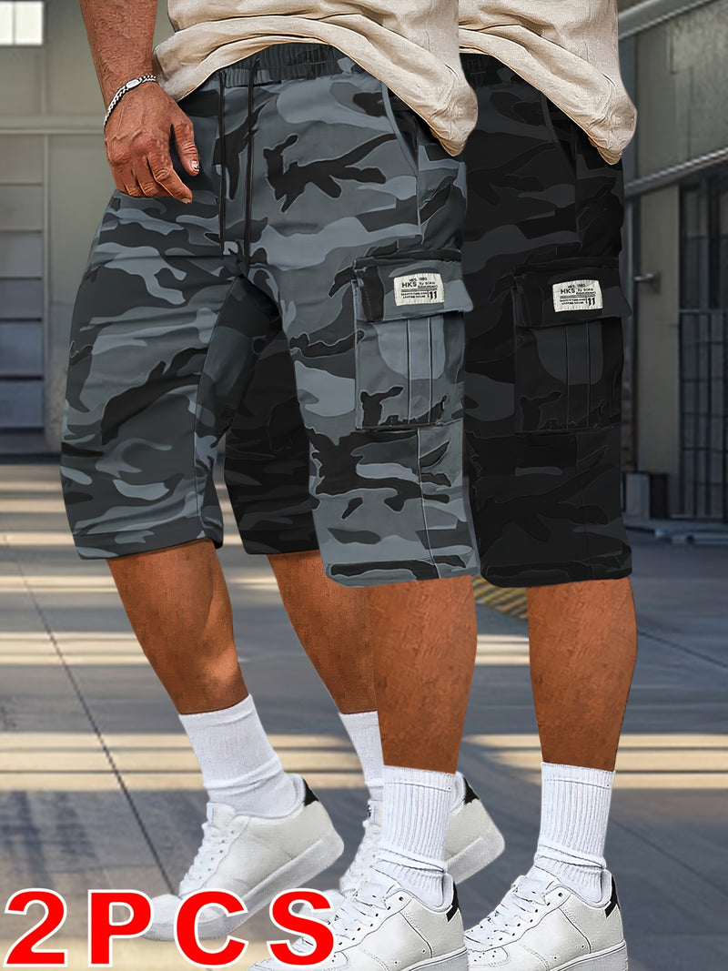 2pcs Men's Outdoor Camouflage Cargo Shorts