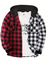 Men's Casual Plaid Hoodie Shirt
