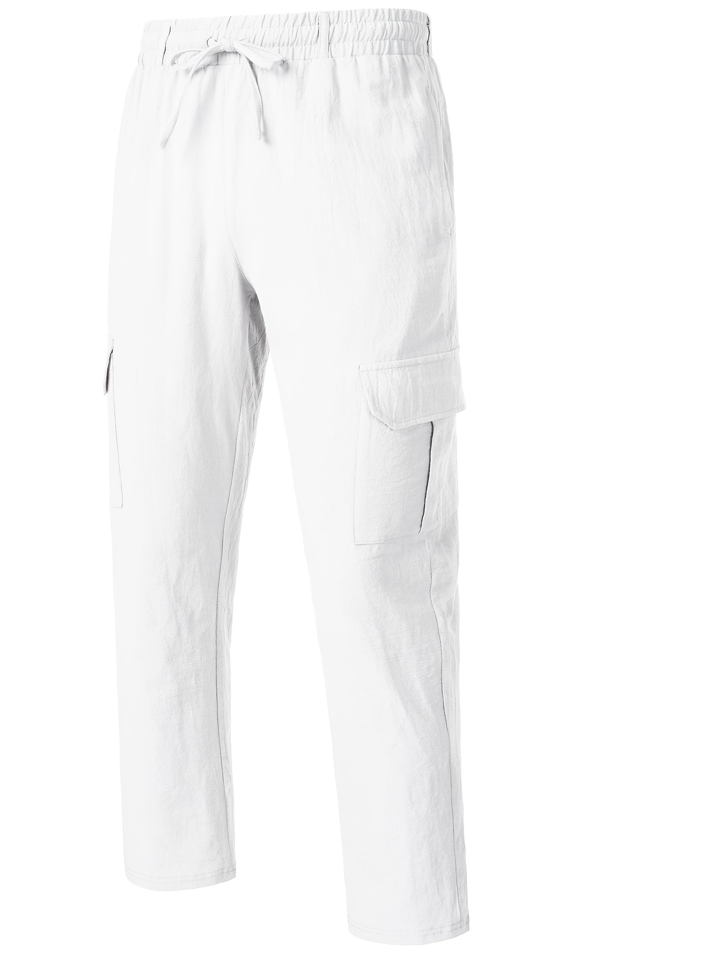 Men's Casual Linen Cargo Pants with Multiple Pockets