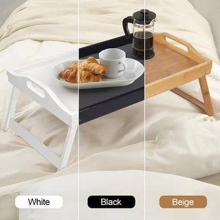 2-Pack Bamboo Breakfast Bed Trays with Folding Legs & Handles
