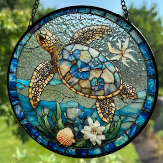 Hawaiian Flower Sea Turtle Suncatcher