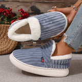 Women's Plush-Lined Winter Slippers with White Faux Fur Trim & EVA Sole