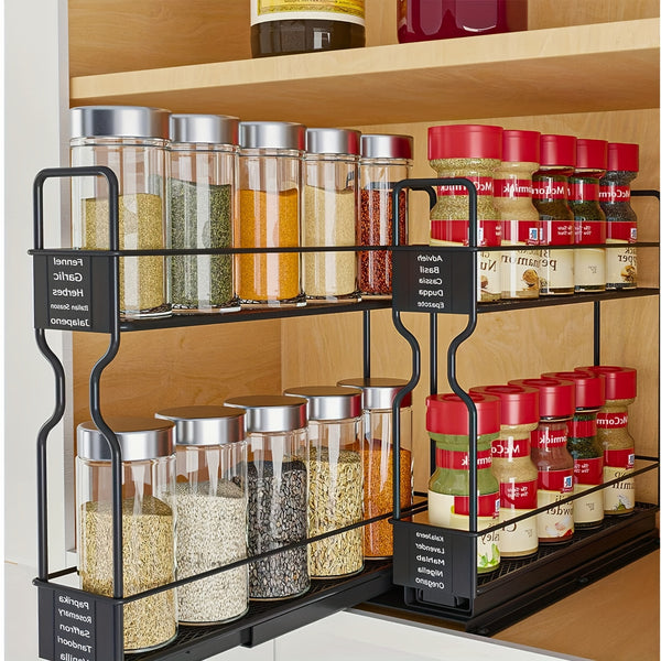 2-Tier Spice Rack Organizer for Cabinets, 5.2" W X 10.75" D X 10" H, No Jars