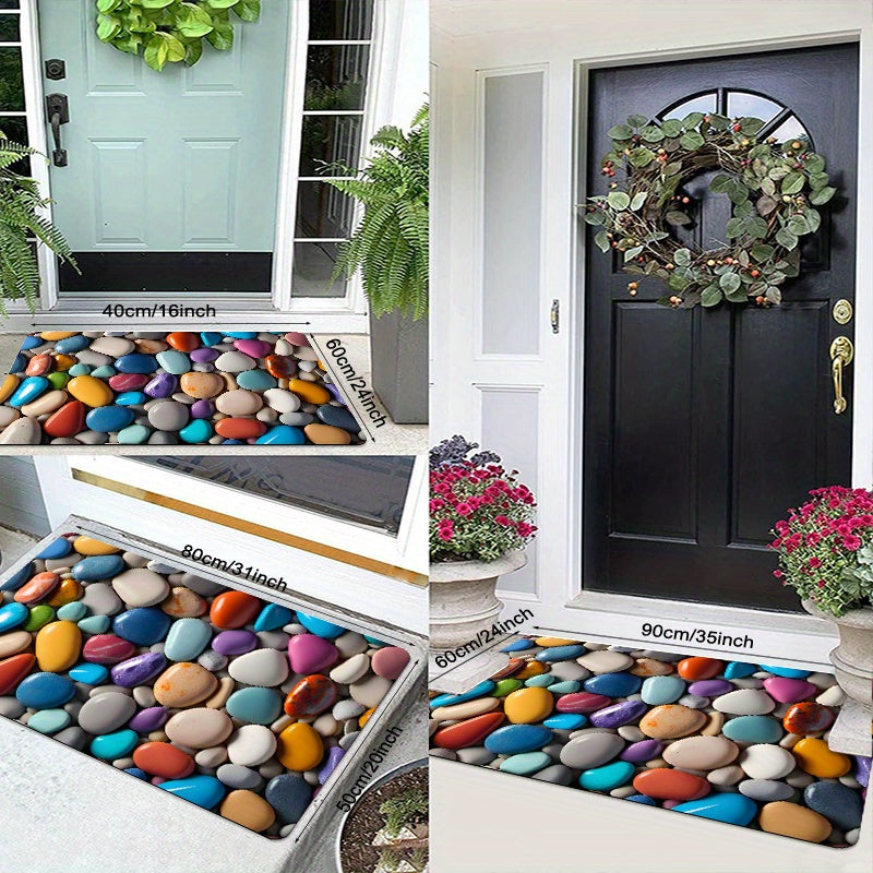 1pc Colorful Pebble Pattern Doorway Mat