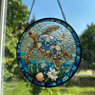 Hawaiian Flower Sea Turtle Suncatcher