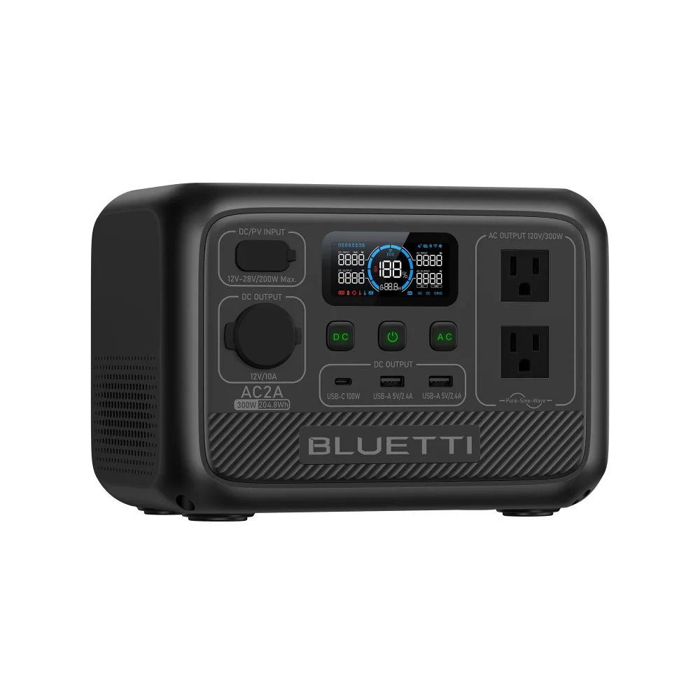 Portable Power Station AC2A |204Wh LifePO4 Battery | 2 300W AC Outlets (600W Surge)
(Solar Panel Optional)