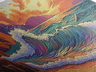 Sunset Surf on Rocky Coast Wall Art